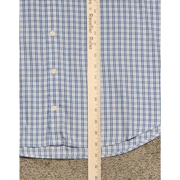 Mens Peter Millar Button Down Shirt Blue Checkered XL With Pocket - Picture 6 of 7